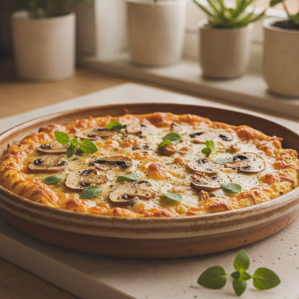 Blomkålspizza, färdig att servera